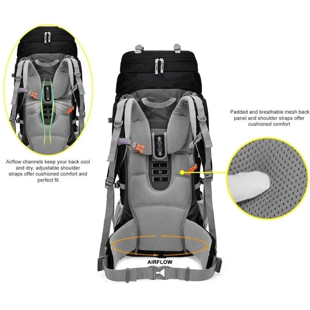 Mountaintop 80 L Internal Frame Hiking Backpack With Rain Cover